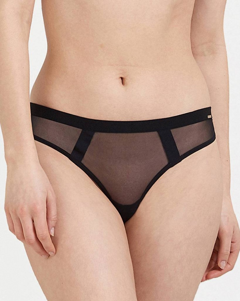 Bluebella Karolina Thong Panties Black | USANB3137