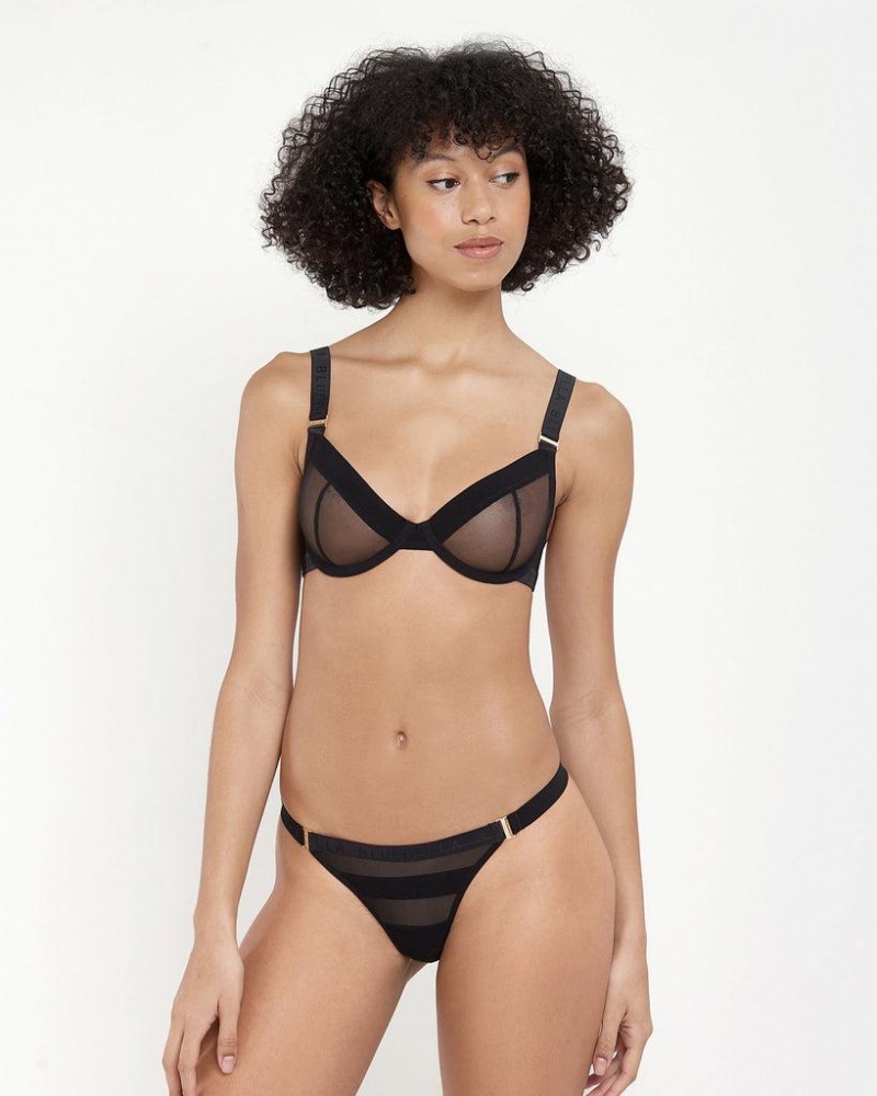 Bluebella Lilia Mesh Wired Bra Black | USAQZ3523