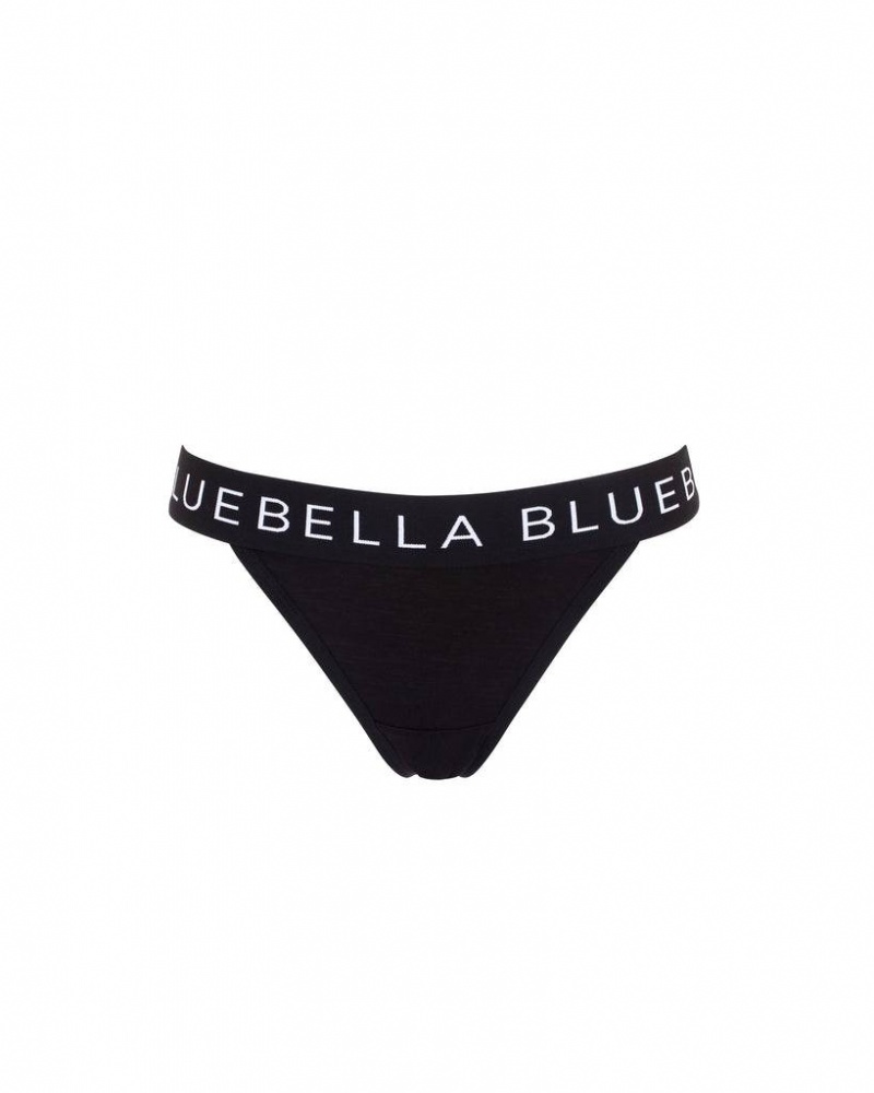 Bluebella Lulu Eco Bamboo Thong Panties Black / White | USAFM3140