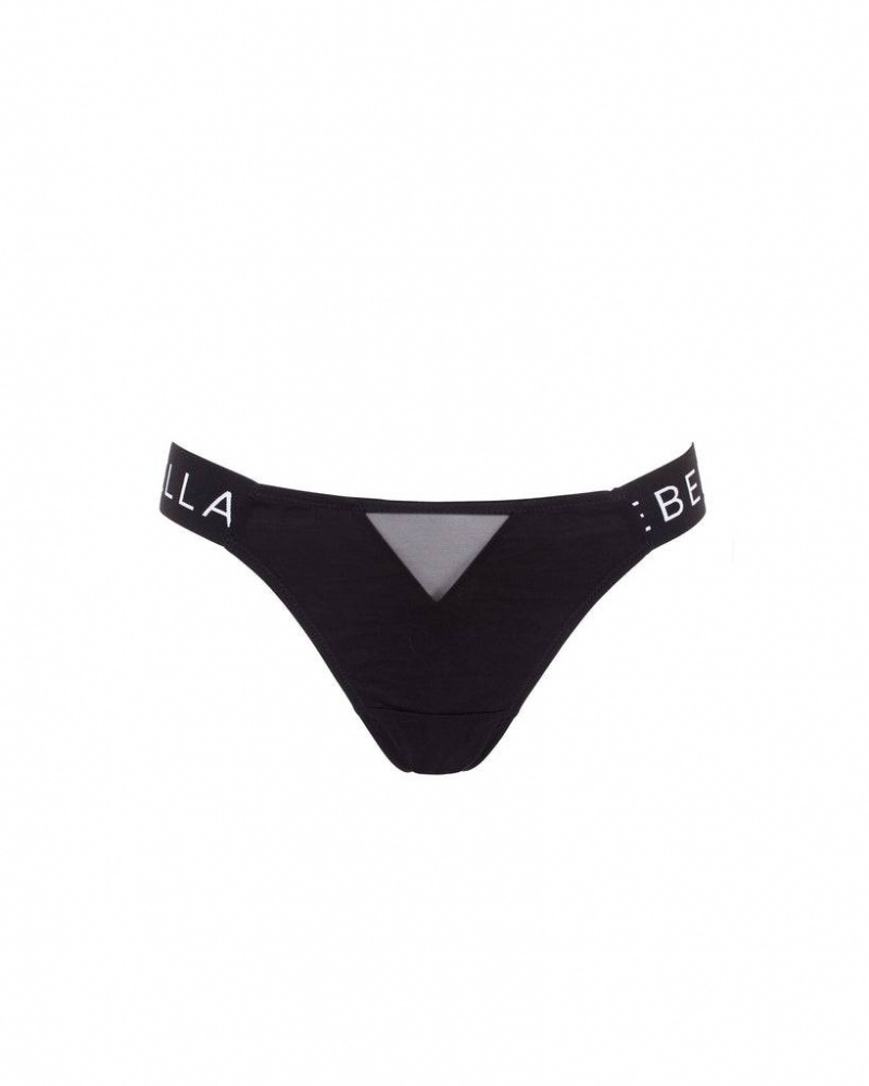 Bluebella Mabel Eco Bamboo Mesh Thong Panties Black | USAWY3134