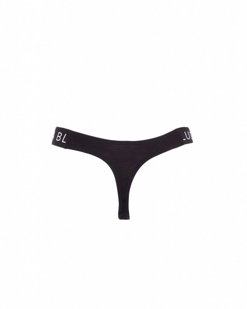 Bluebella Mabel Eco Bamboo Mesh Thong Panties Black | USAWY3134