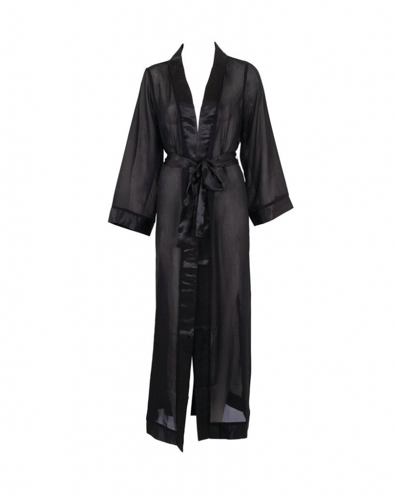 Bluebella Marcella Long Kimono Nightwear Black | USAGL3430