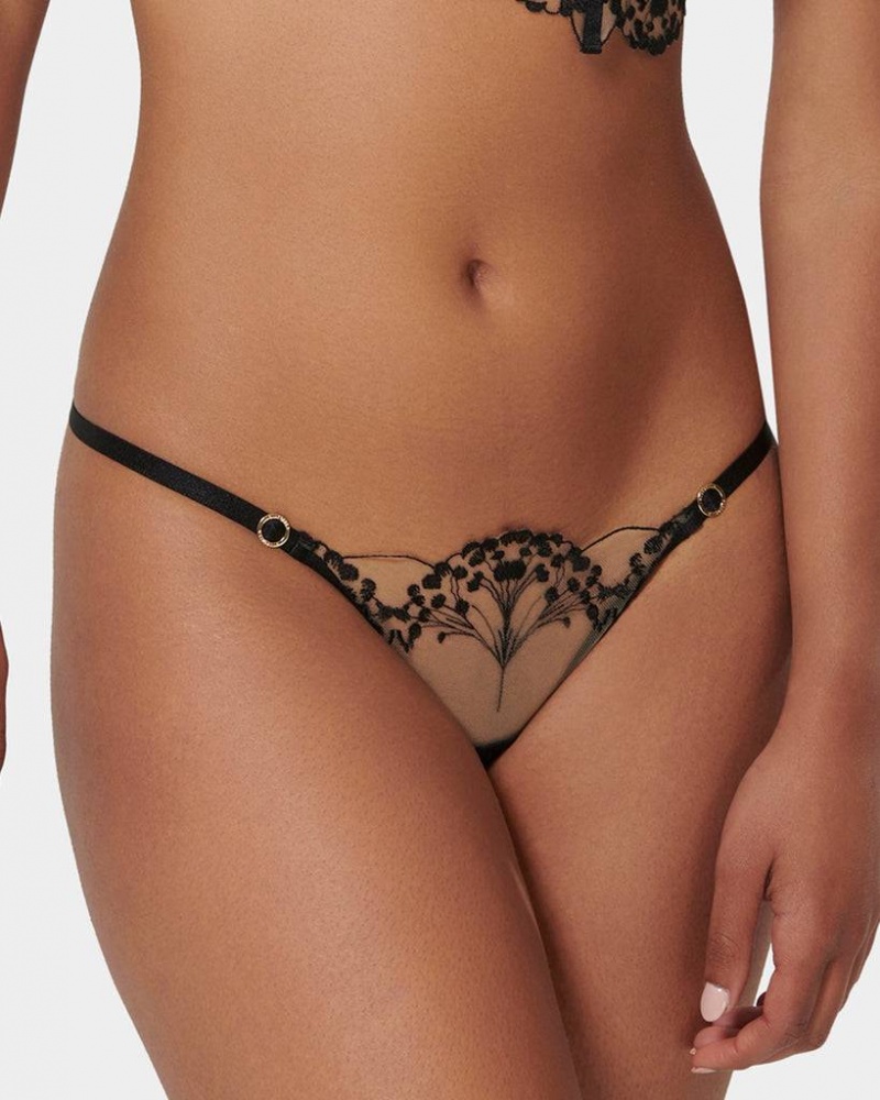 Bluebella Marisa Thong Panties Black | USADN3194