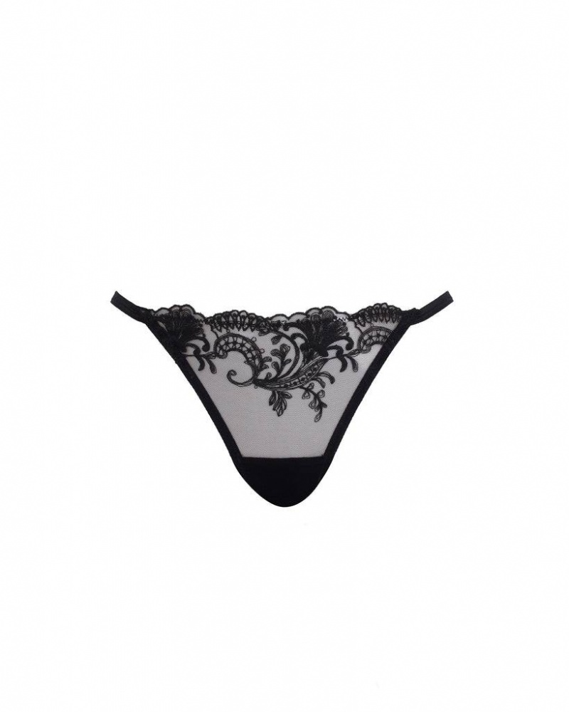 Bluebella Marseille Thong Panties Black | USAMA3012