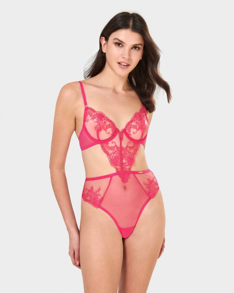 Bluebella Marseille Wired Bodysuit Fuchsia Pink | USAUT3200