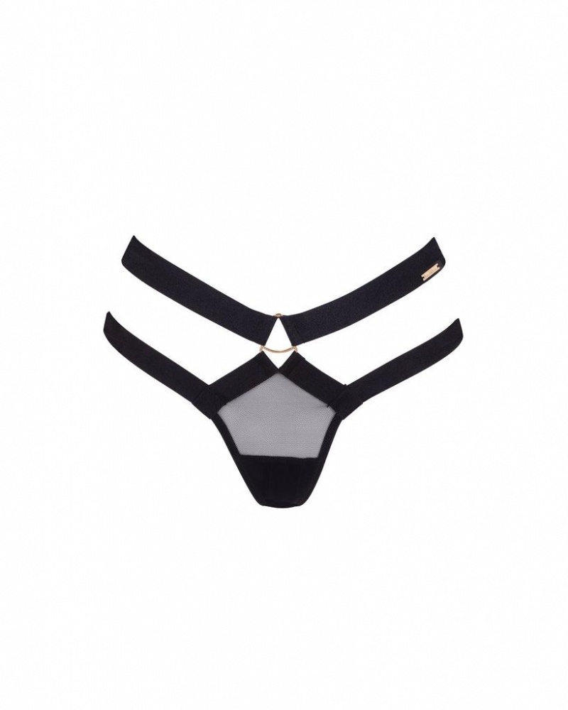 Bluebella Miriam ECO Thong Lingerie Black | USAEX3222