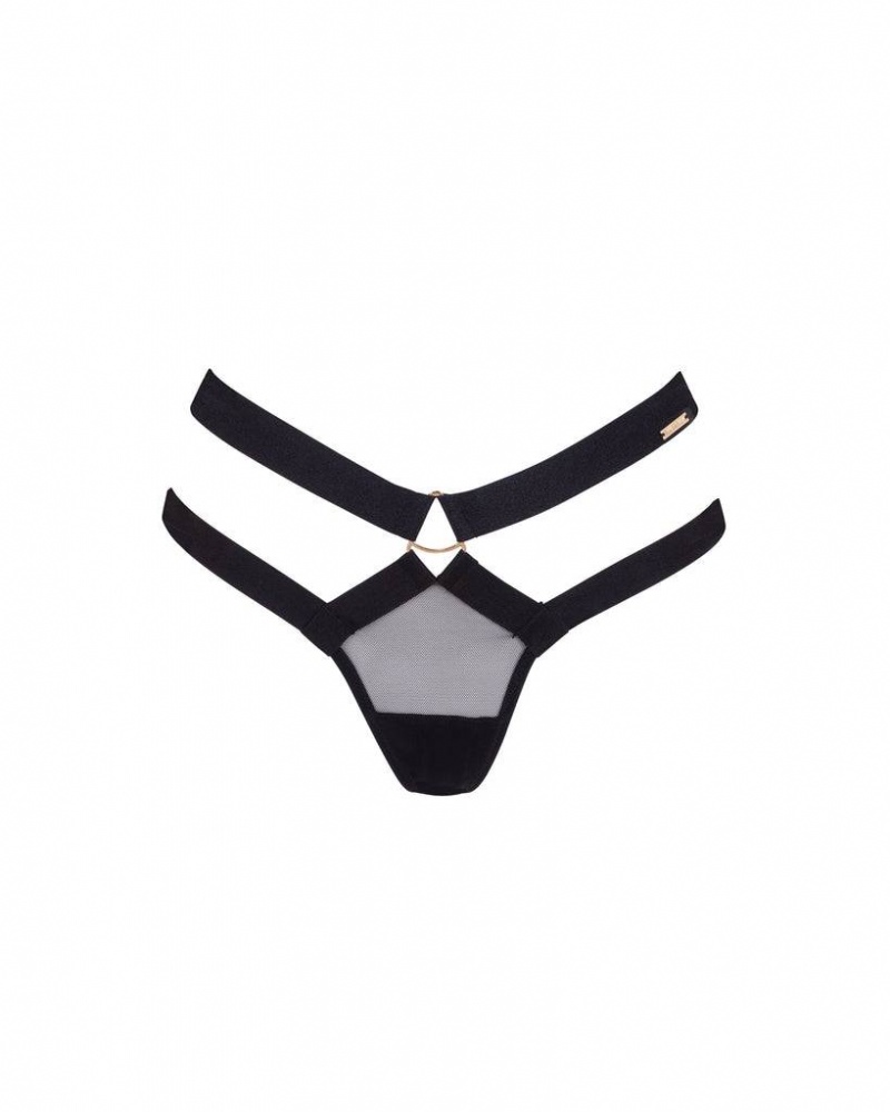 Bluebella Miriam ECO Thong Panties Black | USAHK3119