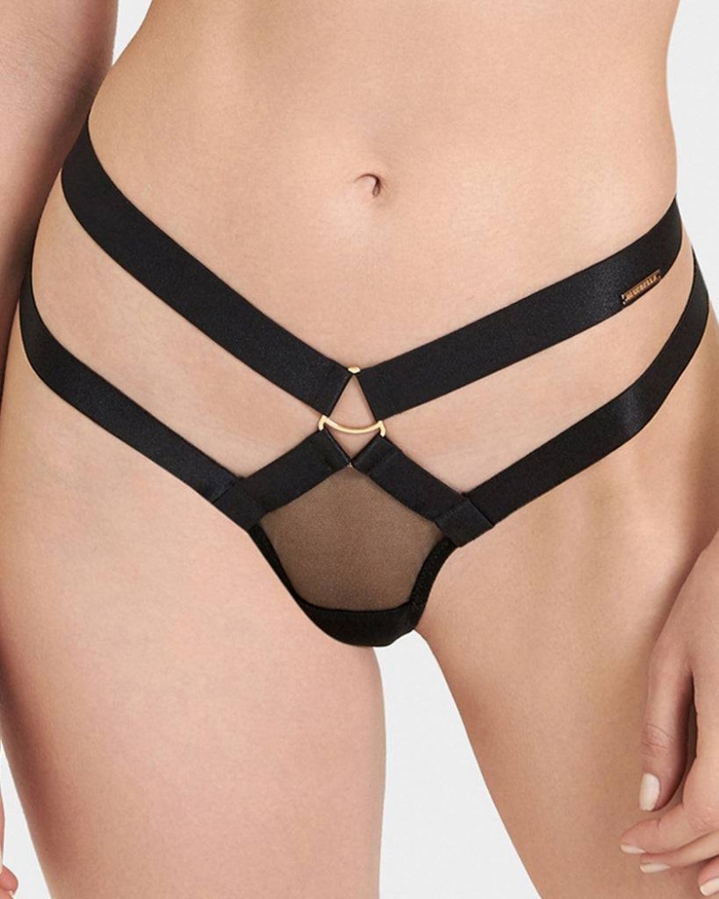 Bluebella Miriam ECO Thong Panties Black | USAHK3119