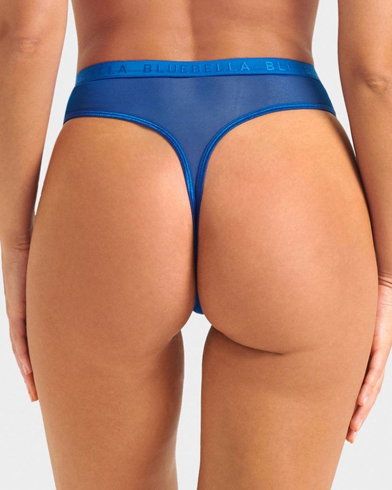 Bluebella Oslo High-Waist Thong Egyptian Panties Blue | USAMA3154