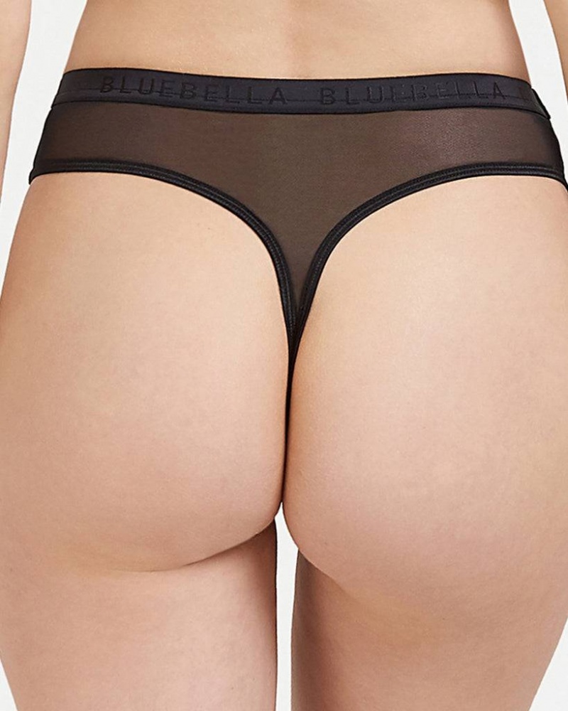 Bluebella Oslo High-Waist Thong Panties Black | USAEX3009