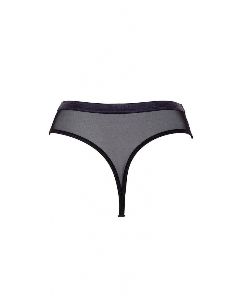 Bluebella Oslo High-Waist Thong Panties Black | USAEX3009