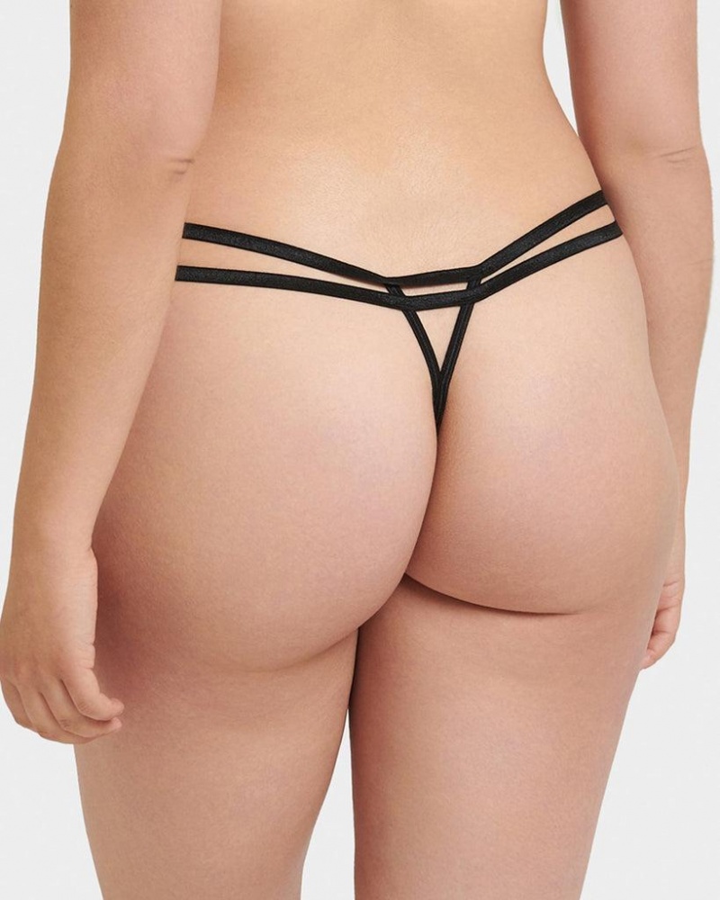 Bluebella Oslo Thong Lingerie Black | USAHK3235