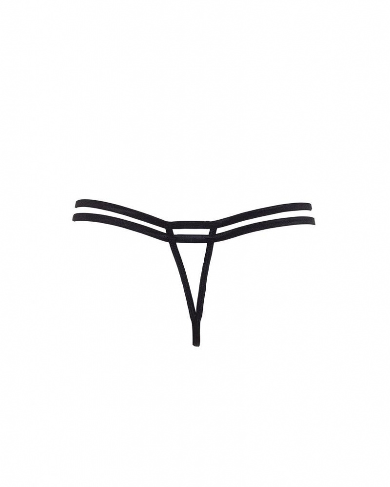 Bluebella Oslo Thong Lingerie Black | USAHK3235