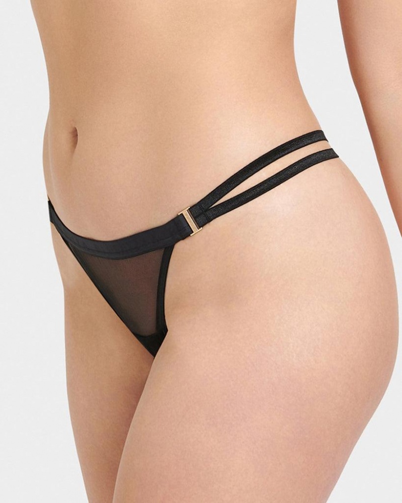 Bluebella Oslo Thong Lingerie Black | USAHK3235