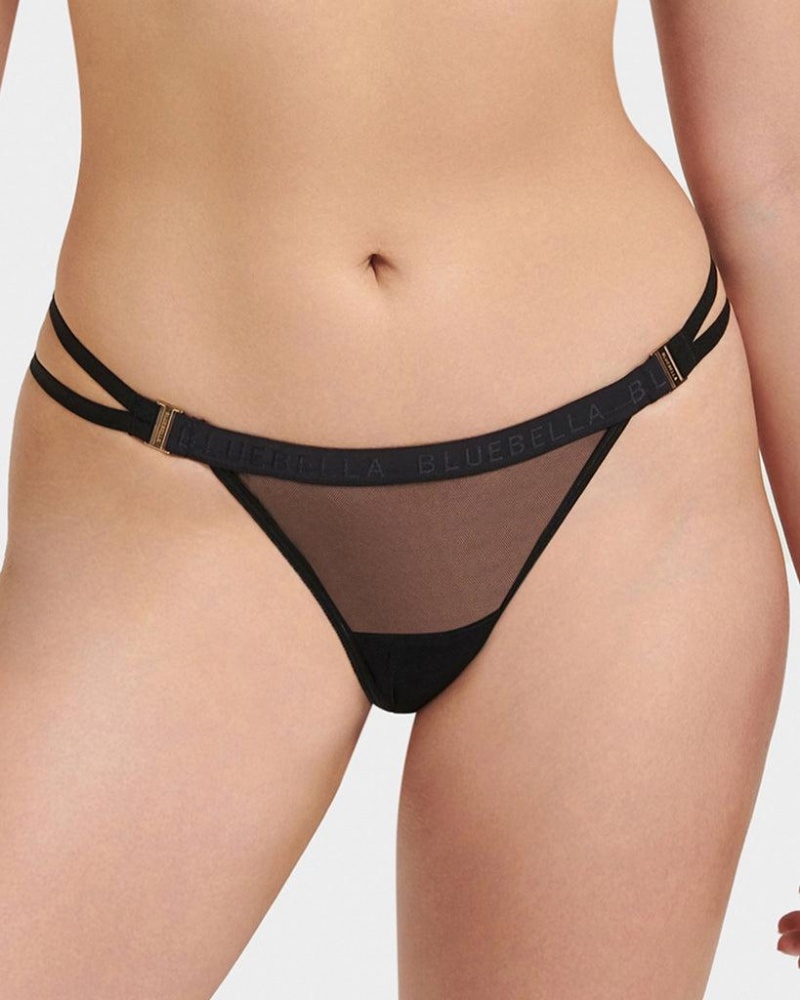 Bluebella Oslo Thong Lingerie Black | USAHK3235