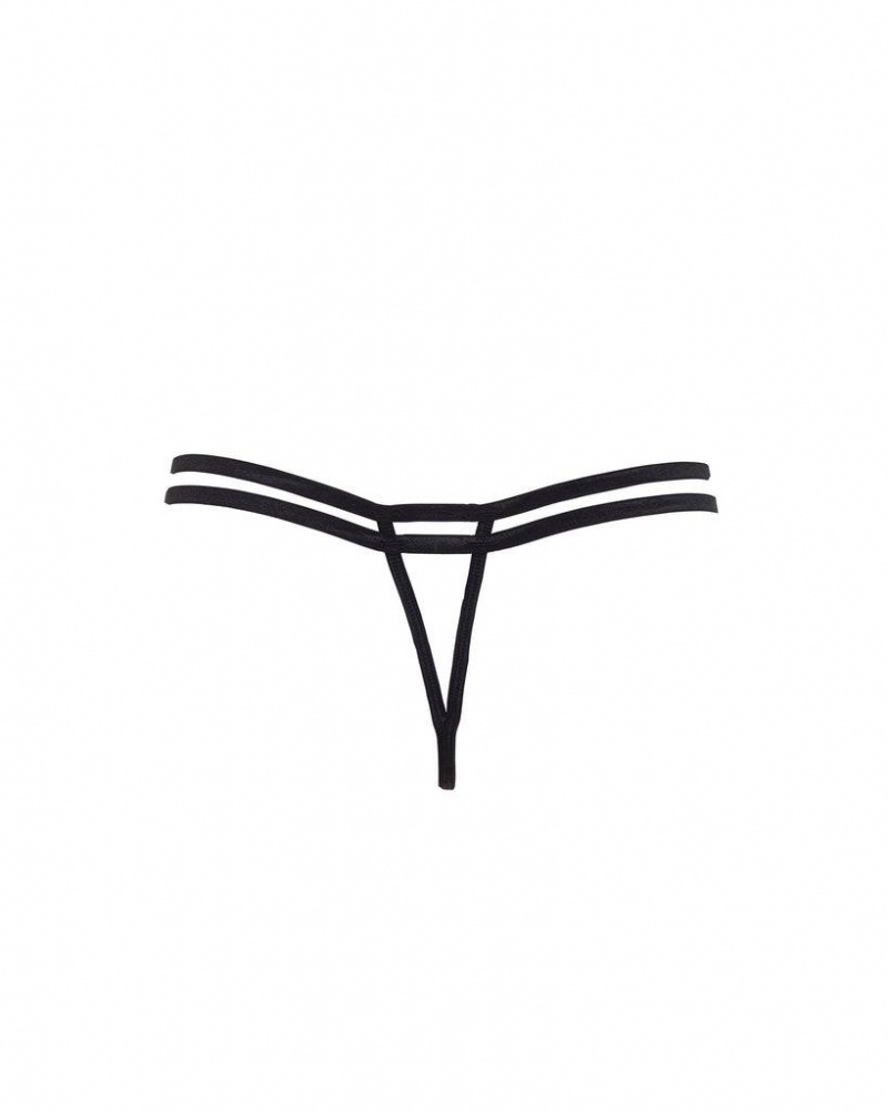 Bluebella Oslo Thong Panties Black | USAYU3130