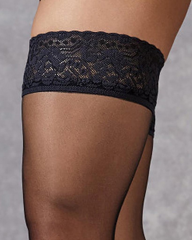 Bluebella Plain Leg/Lace Top Thigh Highs Stockings Black | USASO3485