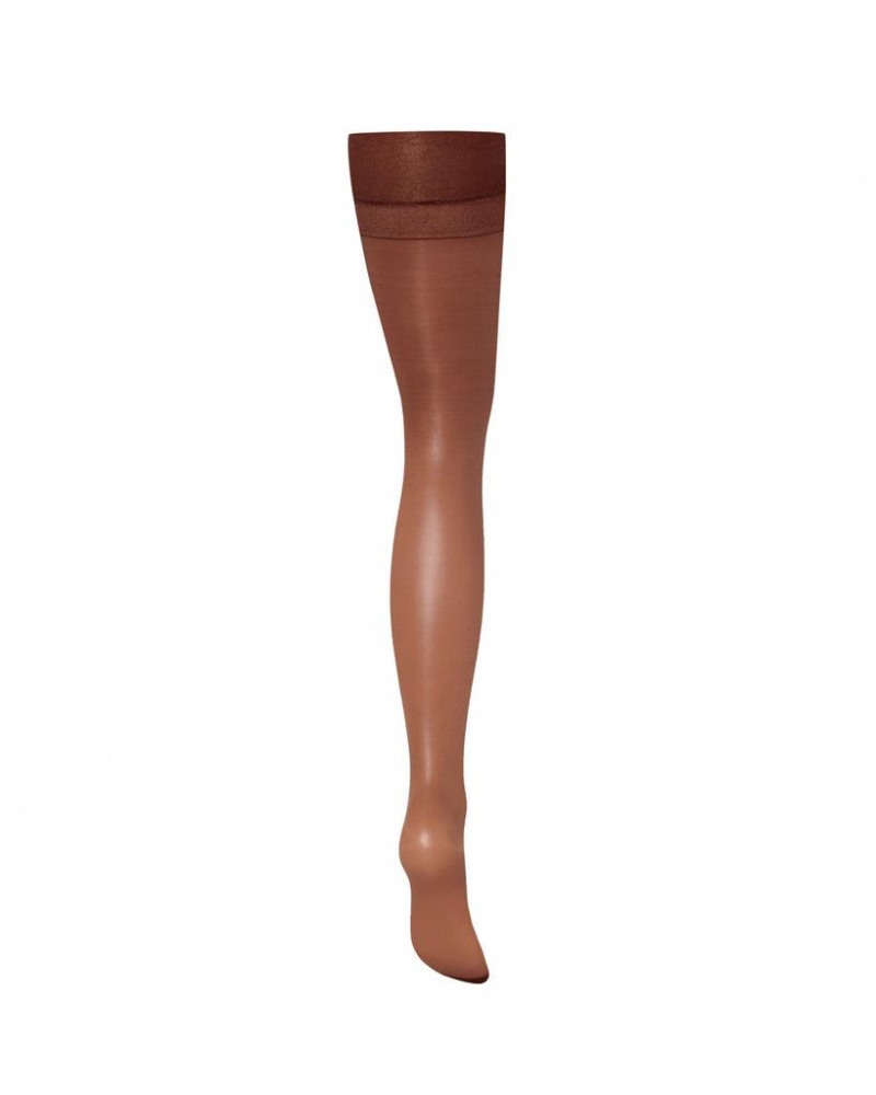 Bluebella Plain Leg/Plain Top Caramel Stockings Khaki | USAHK3474