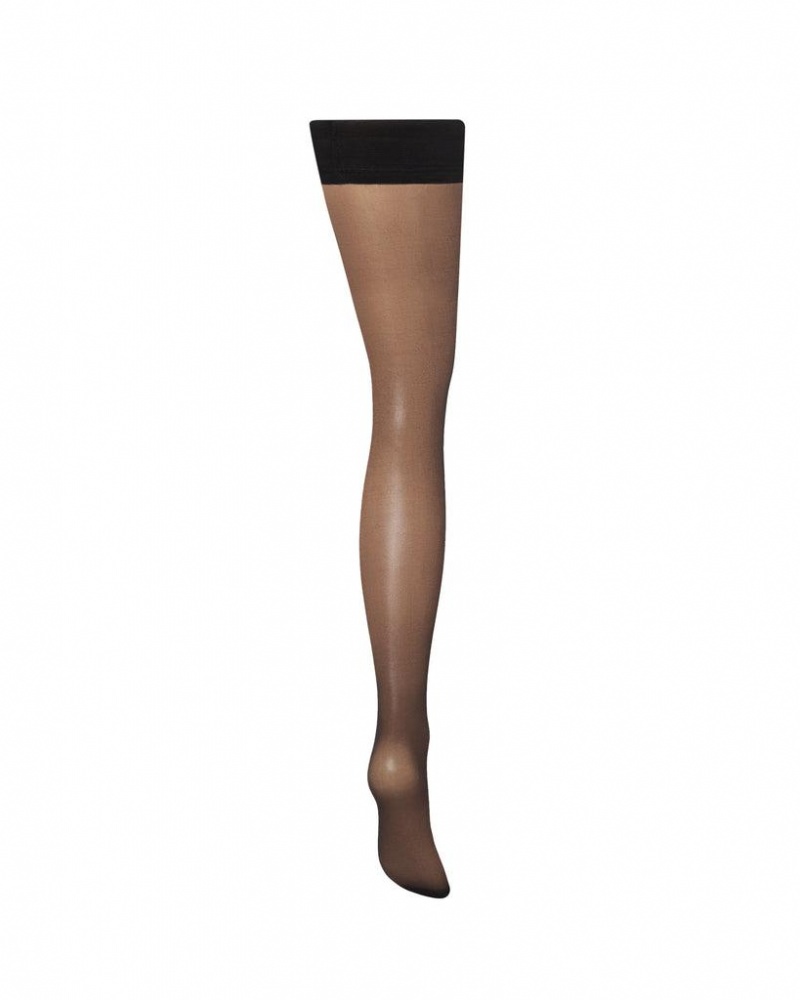 Bluebella Plain Leg/Plain Top Thigh Highs Stockings Black | USATV3492