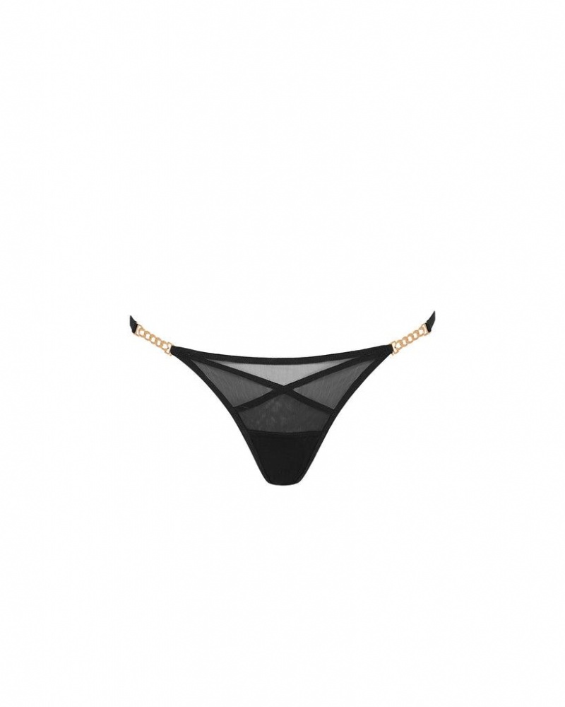 Bluebella Rachel Thong Lingerie Black / Gold | USAAP3285