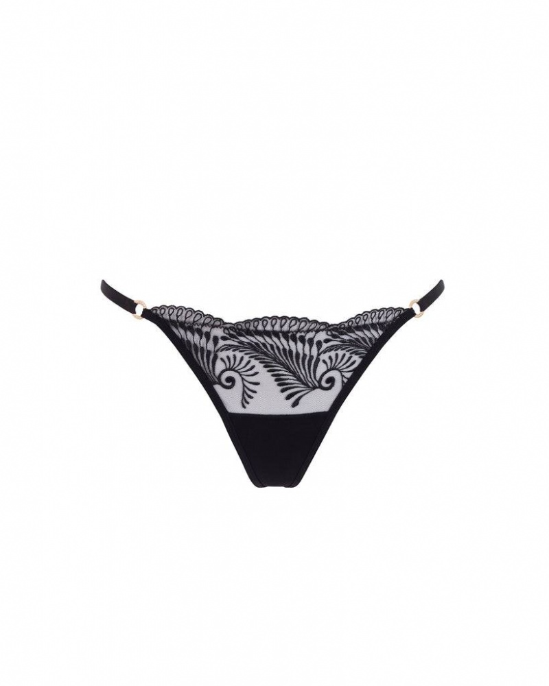 Bluebella Rafaela Thong Panties Black | USAOR3127