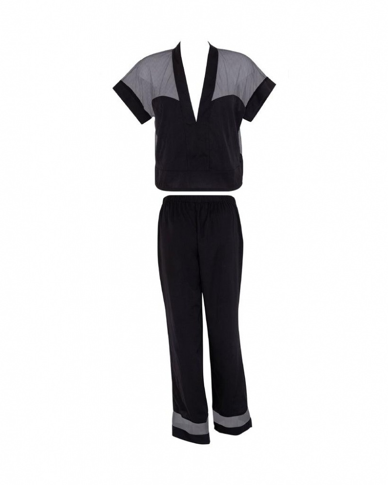 Bluebella Richmond Long Pajama Sets Black | USAOR3436