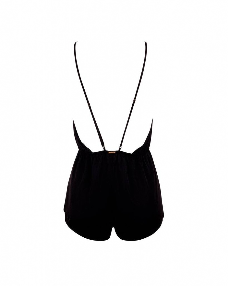 Bluebella Romee Luxury Satin Teddy Bodysuit Black | USARW3203