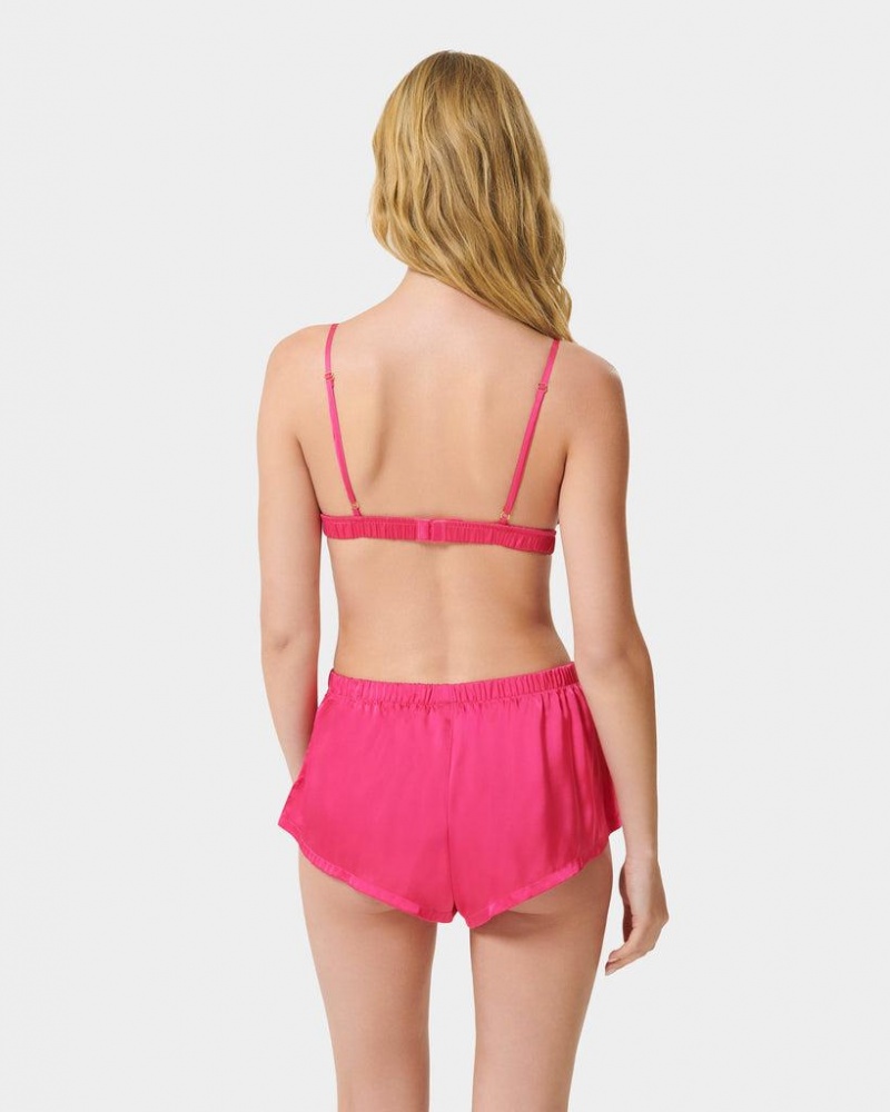 Bluebella Saskia Luxury Satin Soft Bra and Short Sets Fuchsia Pink | USABC3447