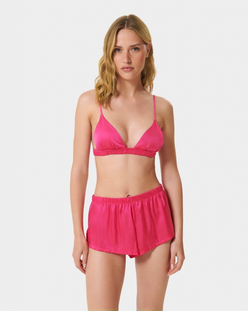 Bluebella Saskia Luxury Satin Soft Bra and Short Sets Fuchsia Pink | USABC3447