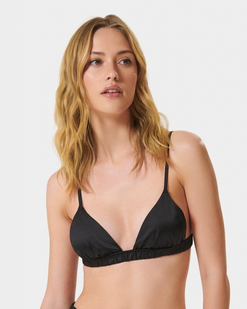 Bluebella Saskia Luxury Satin Soft Bra and Short Sets Black | USAZG3451