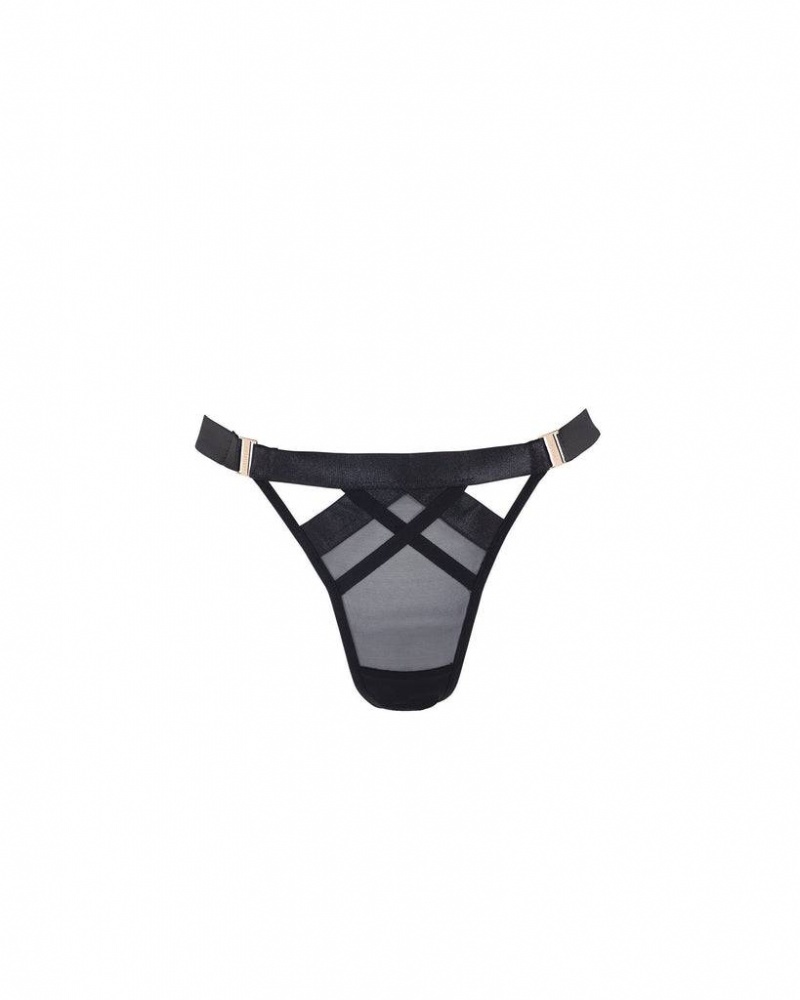 Bluebella Sawyer Thong Panties Black | USARW3132