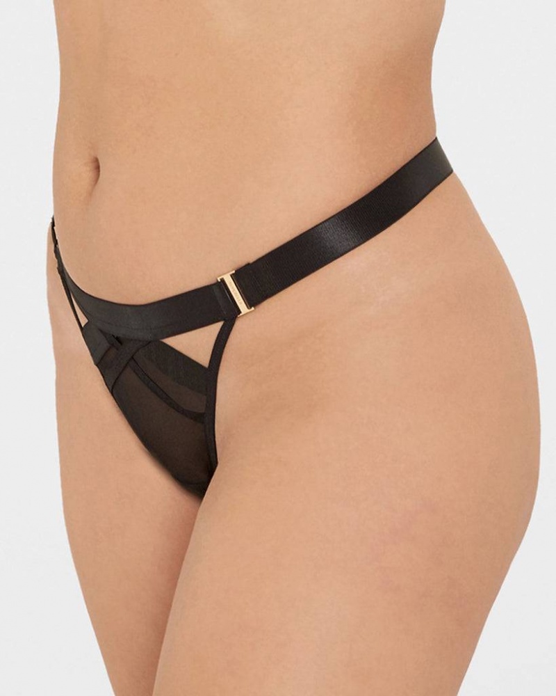 Bluebella Sawyer Thong Panties Black | USARW3132