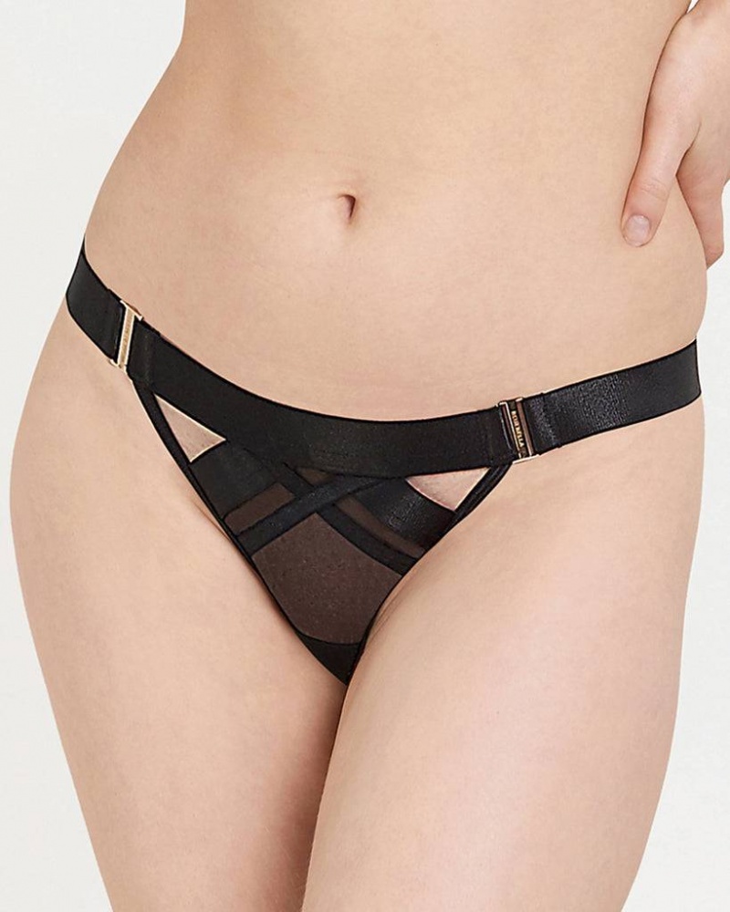 Bluebella Sawyer Thong Panties Black | USARW3132