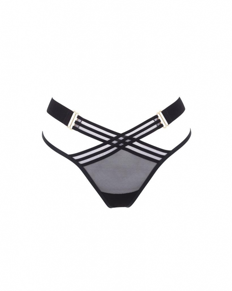 Bluebella Sutton Thong Lingerie Black | USADN3265