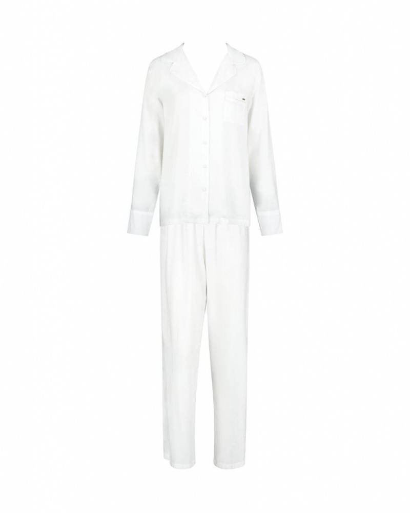 Bluebella Tarcon Eco Viscose Long Pajama Sets White | USAHK3429