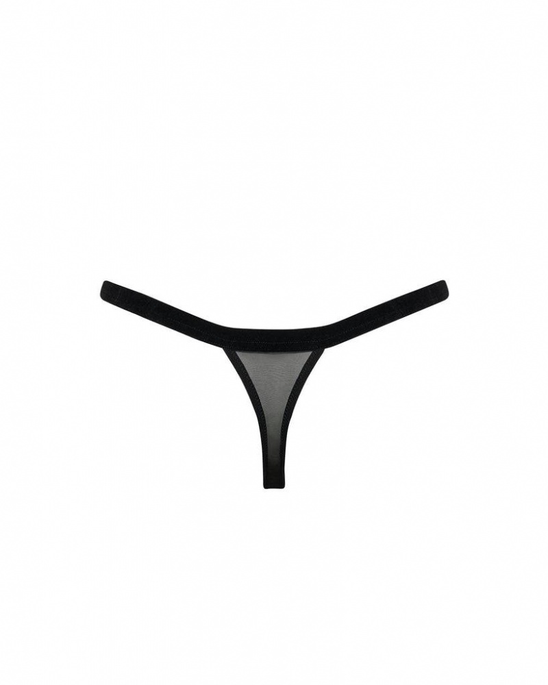 Bluebella Thalia Thong Panties Black | USASO3168