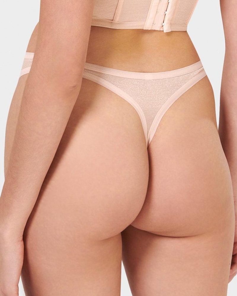 Bluebella Thena High-Waist Thong Frosted Caramel Lingerie Beige | USAPQ3286