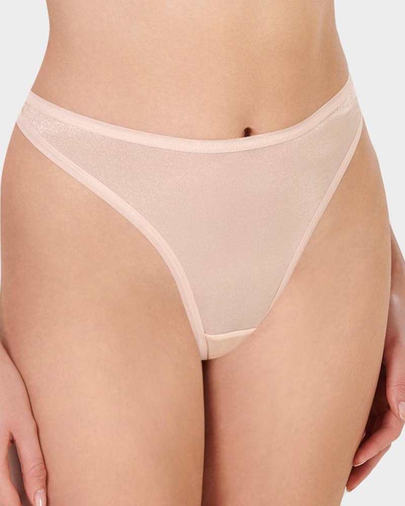 Bluebella Thena High-Waist Thong Frosted Caramel Lingerie Beige | USAPQ3286