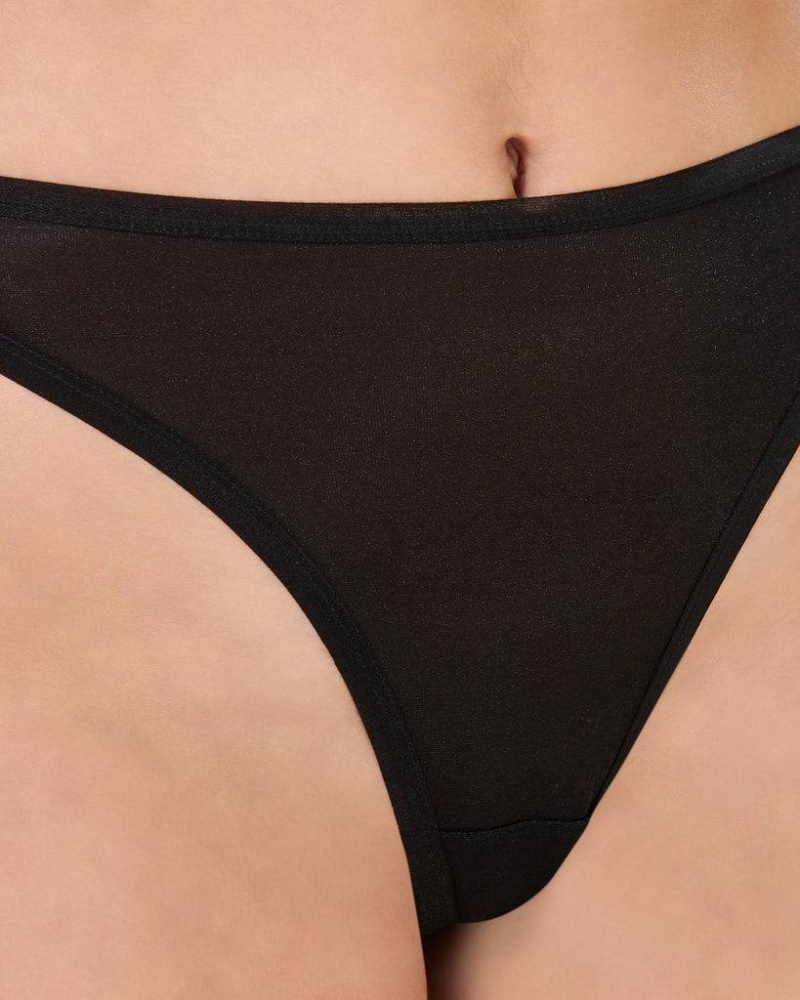 Bluebella Thena High-Waist Thong Panties Black | USAQZ3179