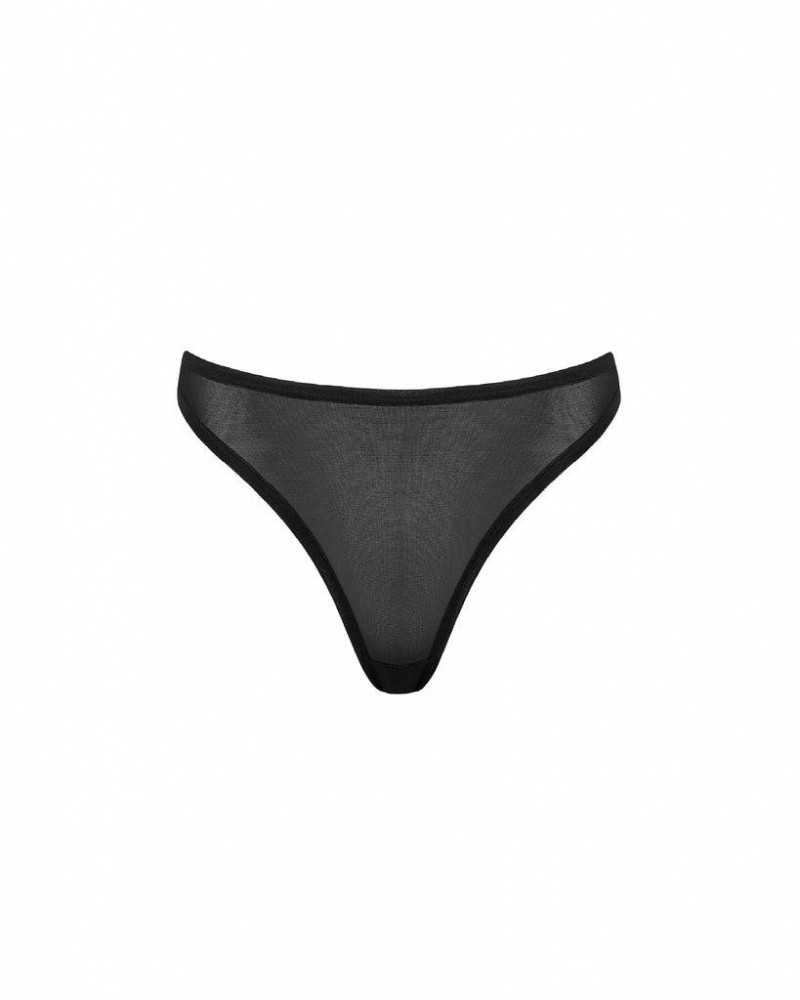 Bluebella Thena High-Waist Thong Panties Black | USAQZ3179