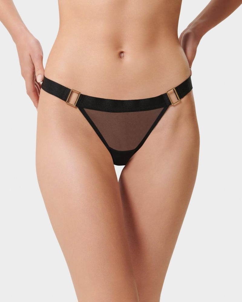 Bluebella Trinity Thong Lingerie Black | USALH3303