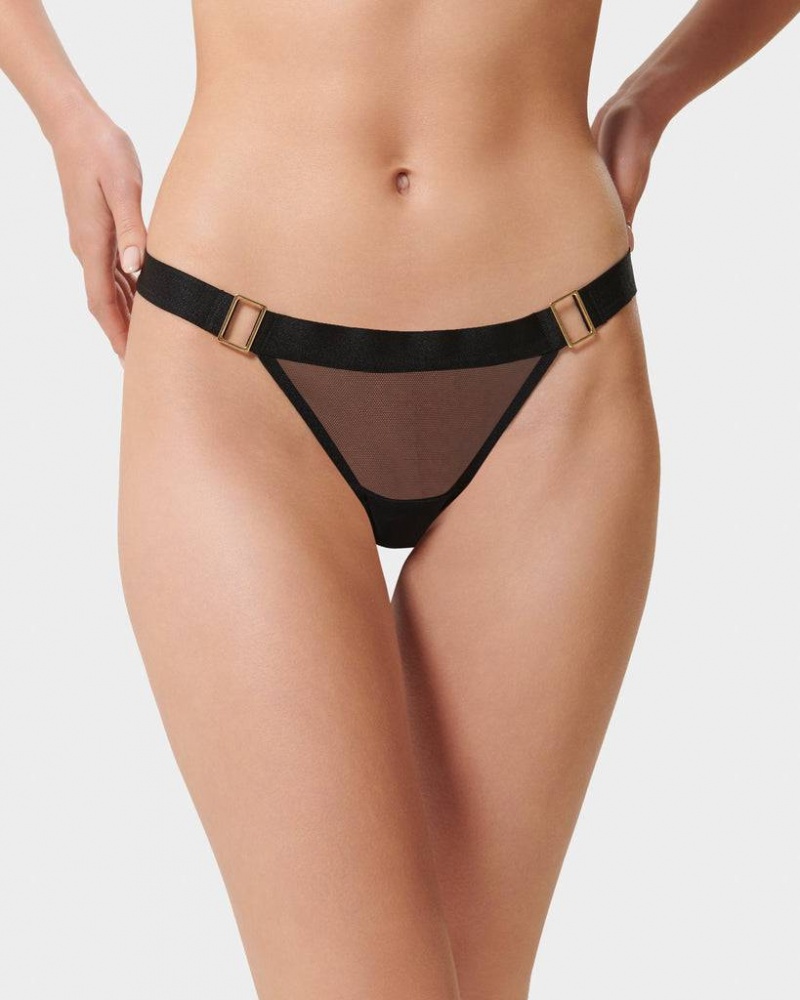 Bluebella Trinity Thong Panties Black | USABC3182